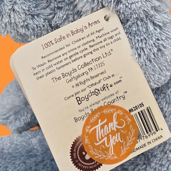 Rare Vintage NEW 10" Baby Boyds "Little Max" Squeaker Blue Dog Plush (1988-2002) - Picture 16 of 16